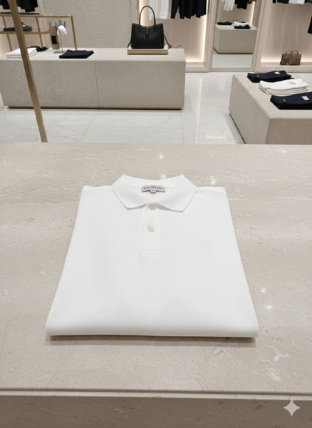 Premium White Polo T-Shirt with Signature Chest Logo