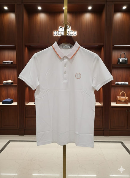 Exclusive Imported White Polo Shirt with Contrast Trim
