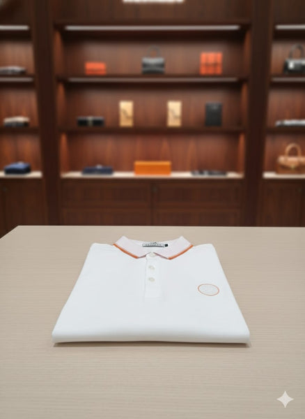 Exclusive Imported White Polo Shirt with Contrast Trim