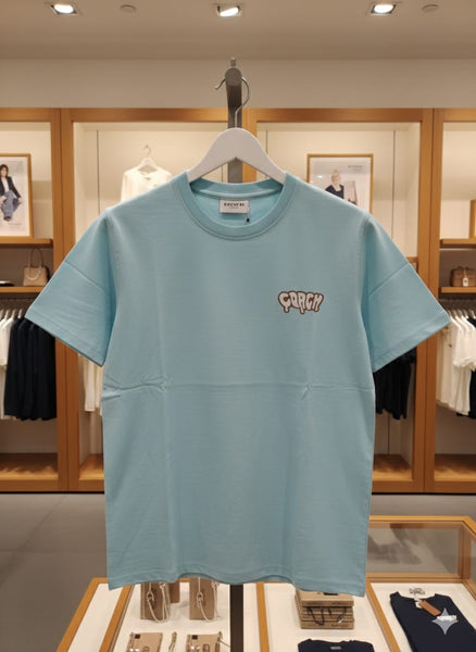 Sky Blue Graphic T-Shirt with Ice Cream Back Print