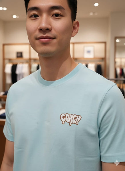 Sky Blue Graphic T-Shirt with Ice Cream Back Print