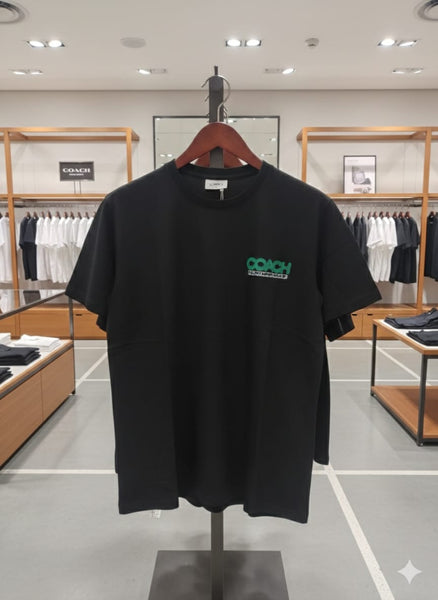 Black Graphic T-Shirt with Front Logo & Playful Back Print