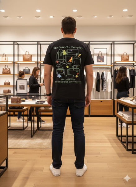 Black Graphic T-Shirt with Front Logo & Playful Back Print