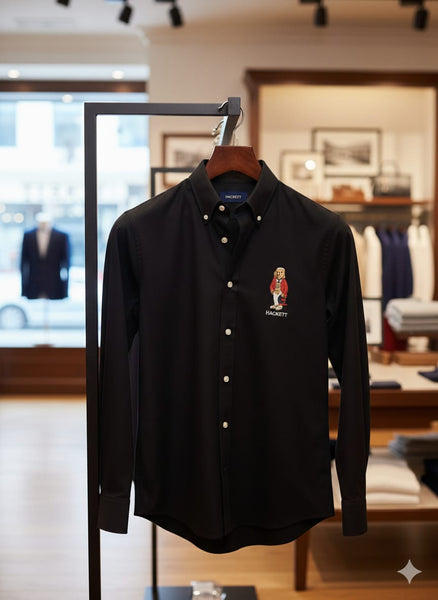 Imported Black Button-Down Shirt With  Premium, Elegant & Signature Style