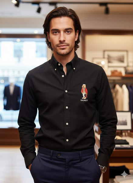 Imported Black Button-Down Shirt With  Premium, Elegant & Signature Style