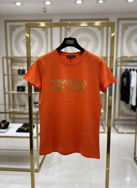 Women’s Stylish Orange Logo T-Shirt – Casual Chic Look
