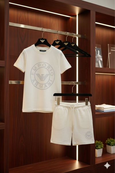 Kids Premium White T-Shirt & Shorts Set