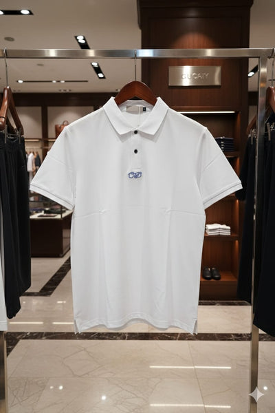 Premium White Graphic Back Print Polo T-Shirt