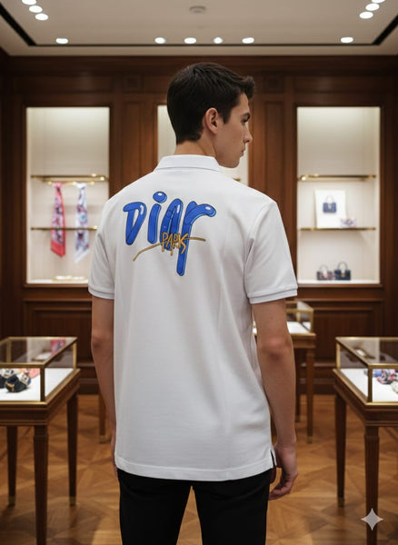 Premium White Graphic Back Print Polo T-Shirt