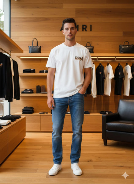 Imported Black Minimal Logo Print Premium T-Shirt