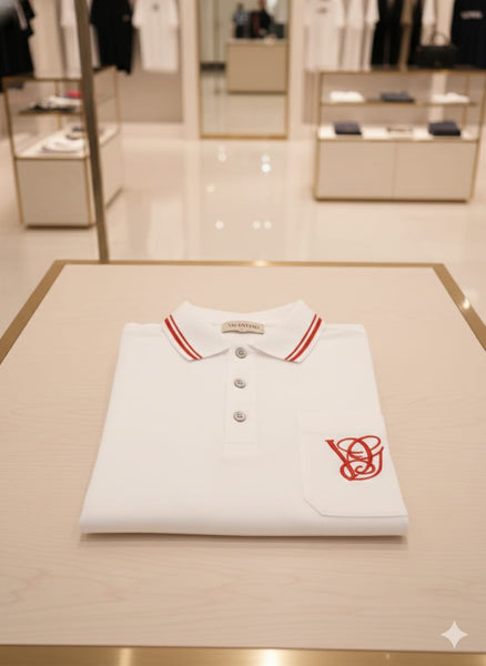 Exclusive Brand  Classic White Polo T-Shirt with Red Signature Logo
