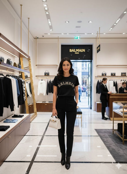 Women’s Premium  Embellished Black T-Shirt