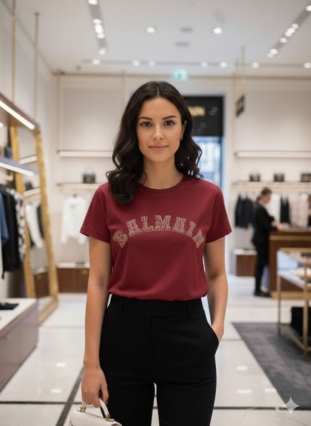 Women’s Maroon  Logo T-Shirt  Premium Casual Style