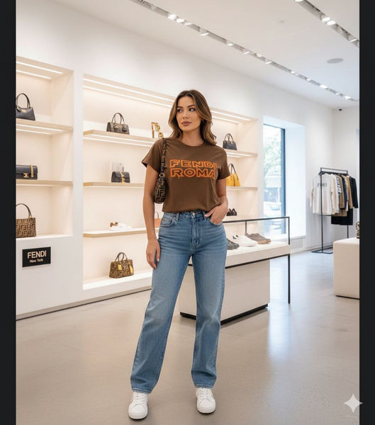 Women’s Brown Graphic T-Shirt  Trendy Casual Everyday Wear