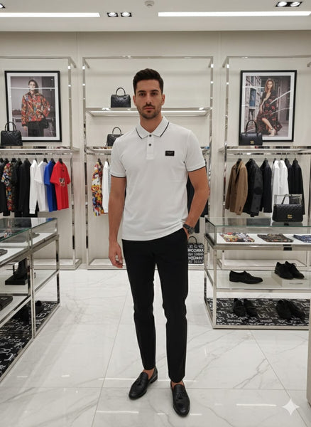 Men’s Premium Solid White Polo T-Shirt