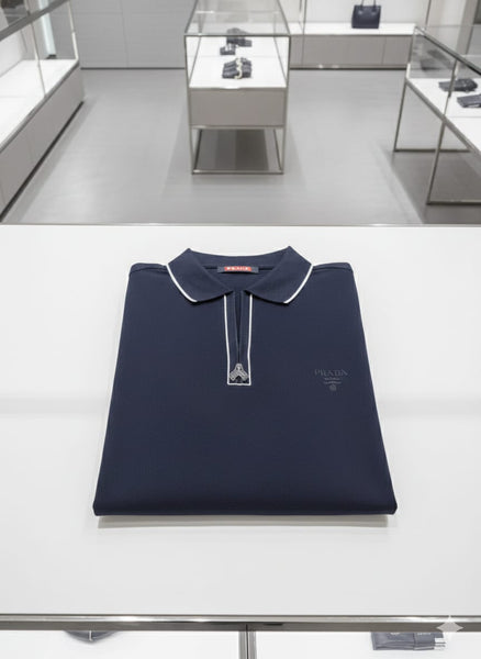 Men’s Premium Zip Neck Polo Navy  blue T-Shirt