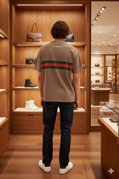 Premium Classic Logo Stripe Designer T-Shirt for Men