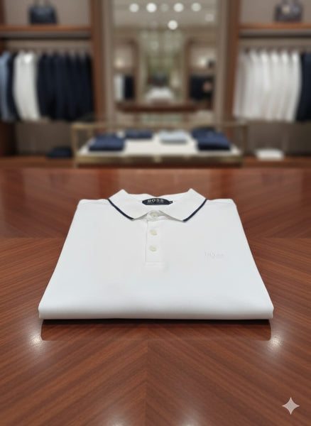 Luxury White Polo T-Shirt – Elegant Smart Casual Style