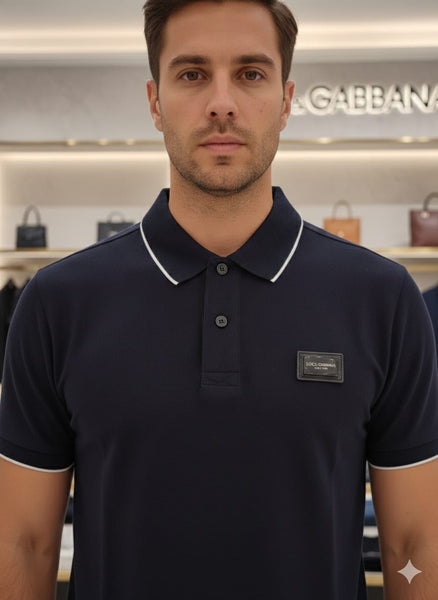 Premium Navy Blue Polo T-Shirt with Contrast Piping
