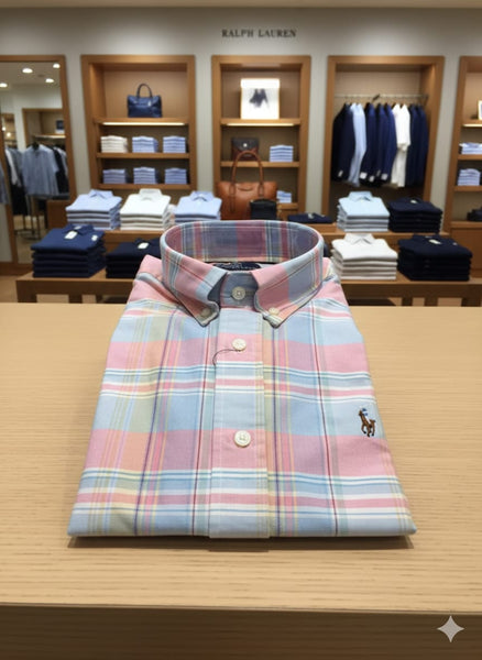 Men’s Pastel Plaid Casual Shirt  Smart Fit Long Sleeve Everyday Wear