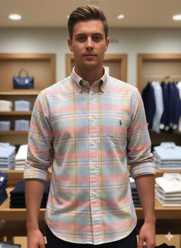 Men’s Pastel Plaid Casual Shirt  Smart Fit Long Sleeve Everyday Wear