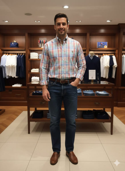 Men’s Pastel Checkered Casual Shirt Premium  Long Sleeve Style