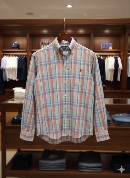 Men’s Pastel Checkered Casual Shirt Premium  Long Sleeve Style