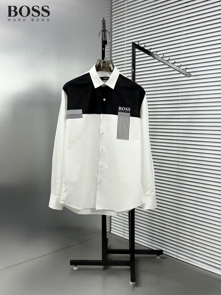 Premium Branded Men’s Black & White Colorblock Designer Shirt