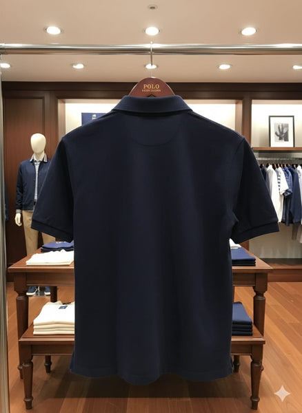 Classic Navy Blue Polo T-Shirt with Embroidered Logo  Premium Everyday Style