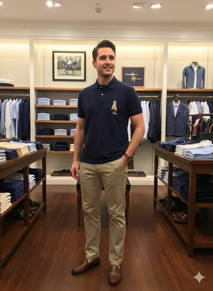 Classic Navy Blue Polo T-Shirt with Embroidered Logo  Premium Everyday Style