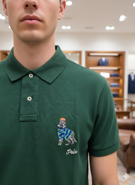 Premium Green Polo T-Shirt with Embroidered Logo  Timeless Smart Casual Wear
