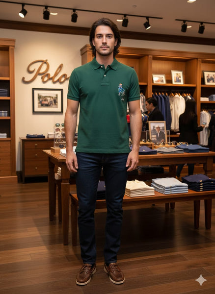 Premium Green Polo T-Shirt with Embroidered Logo  Timeless Smart Casual Wear