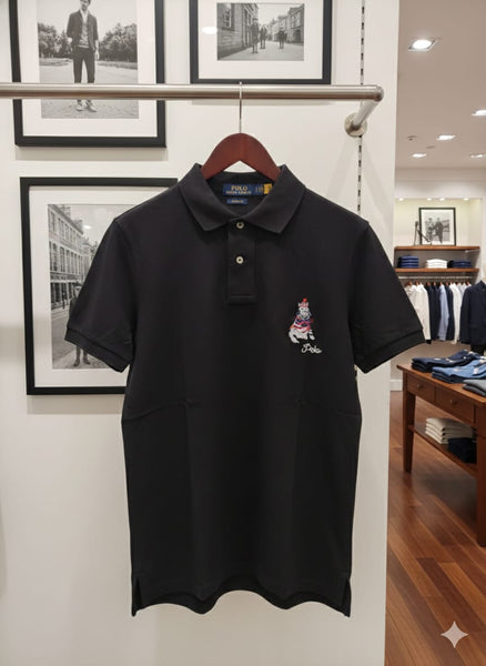 Classic Black Polo T-Shirt with Embroidered Logo Timeless Smart Casual Wear