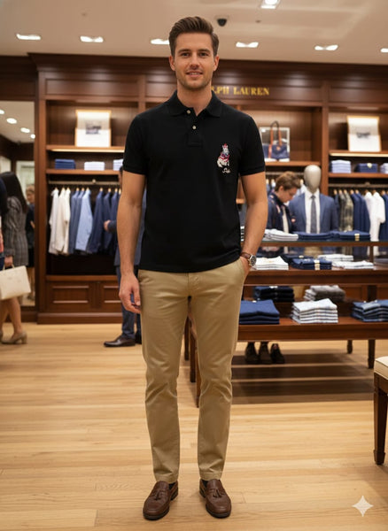 Classic Black Polo T-Shirt with Embroidered Logo Timeless Smart Casual Wear