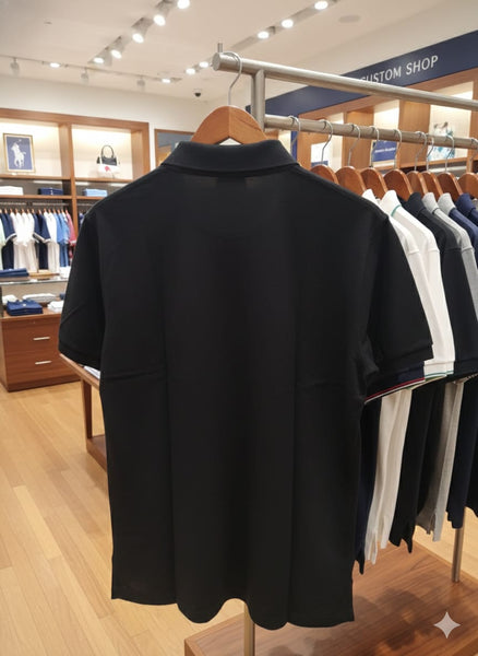 Classic Black Polo T-Shirt with Embroidered Logo Timeless Smart Casual Wear