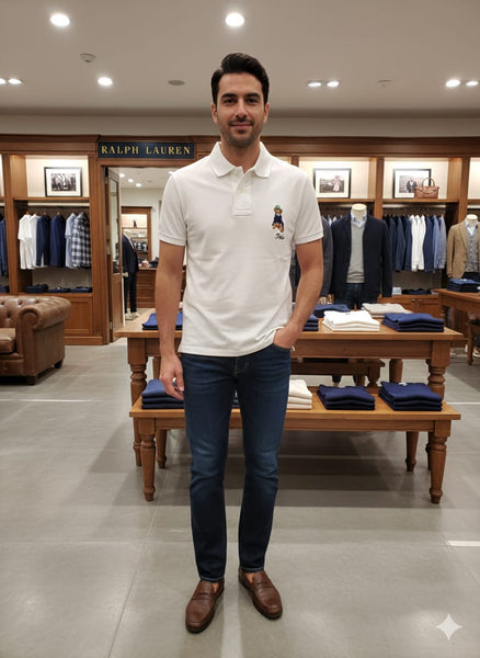 Premium Classic White Polo T-Shirt with Embroidered Logo