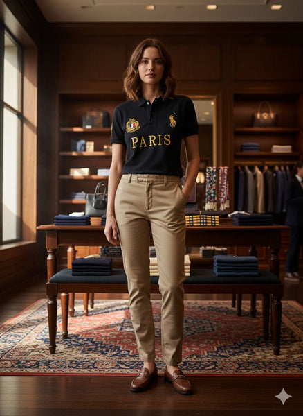 Premium Embroidered Polo T-Shirt for Women Elegant Casual Wear