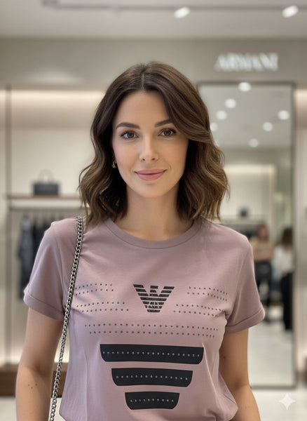 Women’s Premium Logo Print T-Shirt Elegant Soft Casual Top