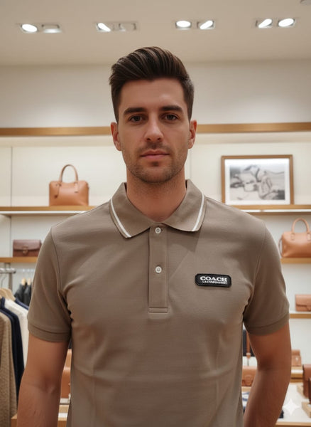 Beige Polo Shirt  Premium Minimal Smart Casual Wear