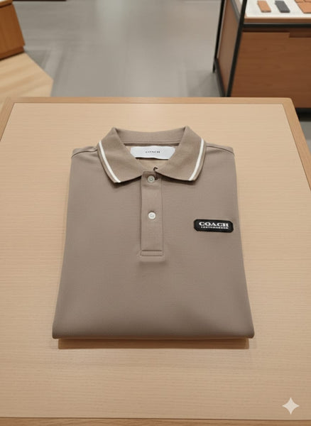 Beige Polo Shirt  Premium Minimal Smart Casual Wear