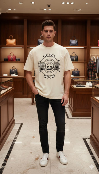 Luxury Cream Designer Graphic T-Shirt – Iconic Style Edition
