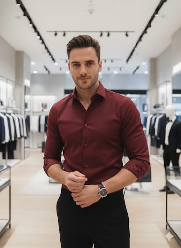 Men’s Premium Maroon Formal Shirt – Sharp, Stylish & Timeless