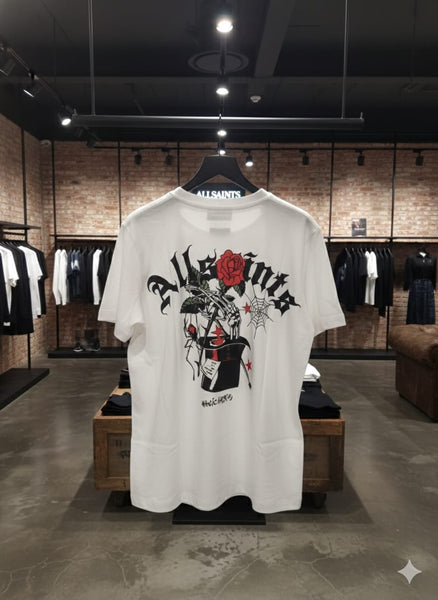 Men’s White Graphic Printed T-Shirt  Casual Trendy Comfort