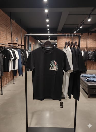 Men’s Black Graphic Printed T-Shirt – Modern Casual Style