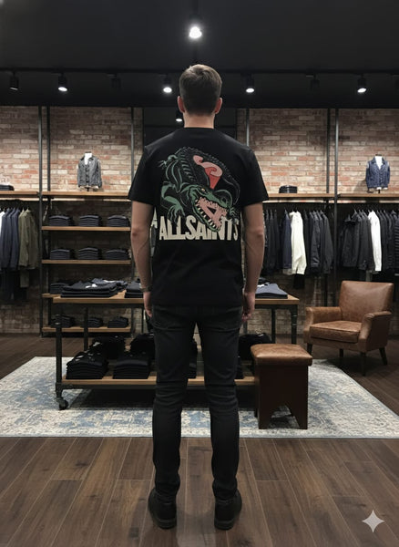 Men’s Black Graphic Printed T-Shirt – Modern Casual Style