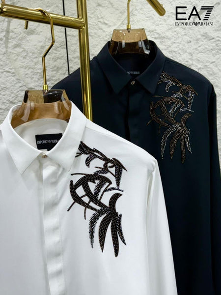 Luxury Designer Shirt with Bold Embellished Detail