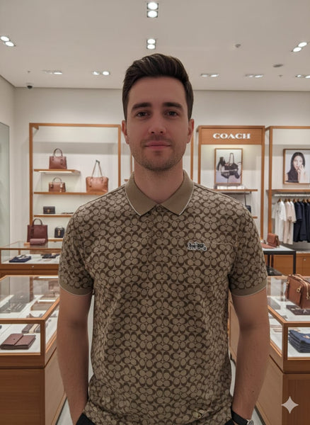 Premium Imported Brand Brown Monogram Polo T-Shirt