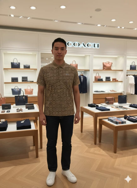 Premium Imported Brand Brown Monogram Polo T-Shirt