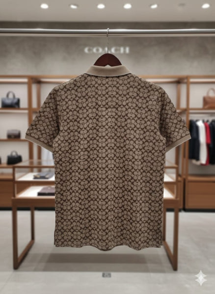 Premium Imported Brand Brown Monogram Polo T-Shirt
