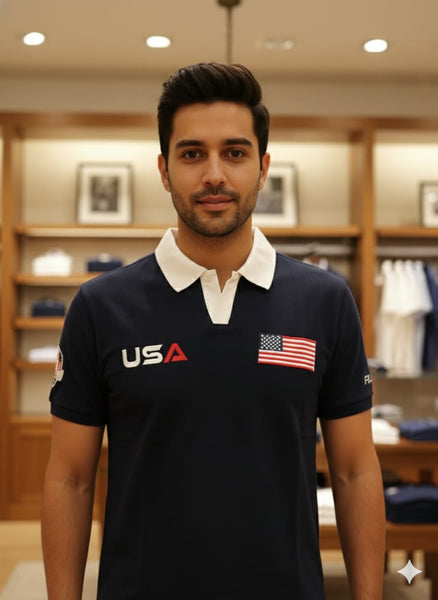 Premium Flag Navy Polo Shirt Premium Classic Fit